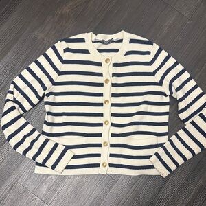 Vineyard Vines Navy and Cream Striped Cardigan